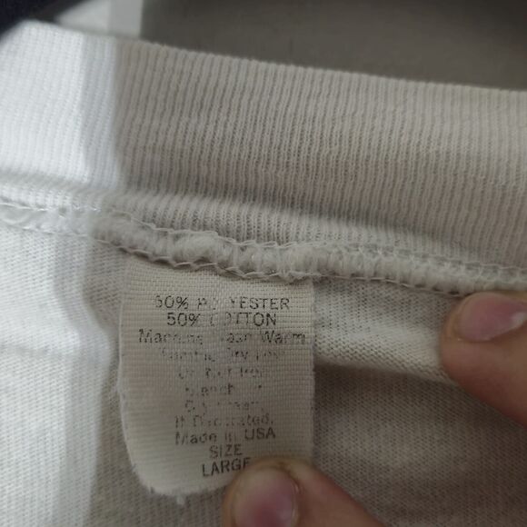 Vintage 1980s MCMXCII Bird Flower Shirt Size Large Made In USA Air Waves White - Picture 7 of 9